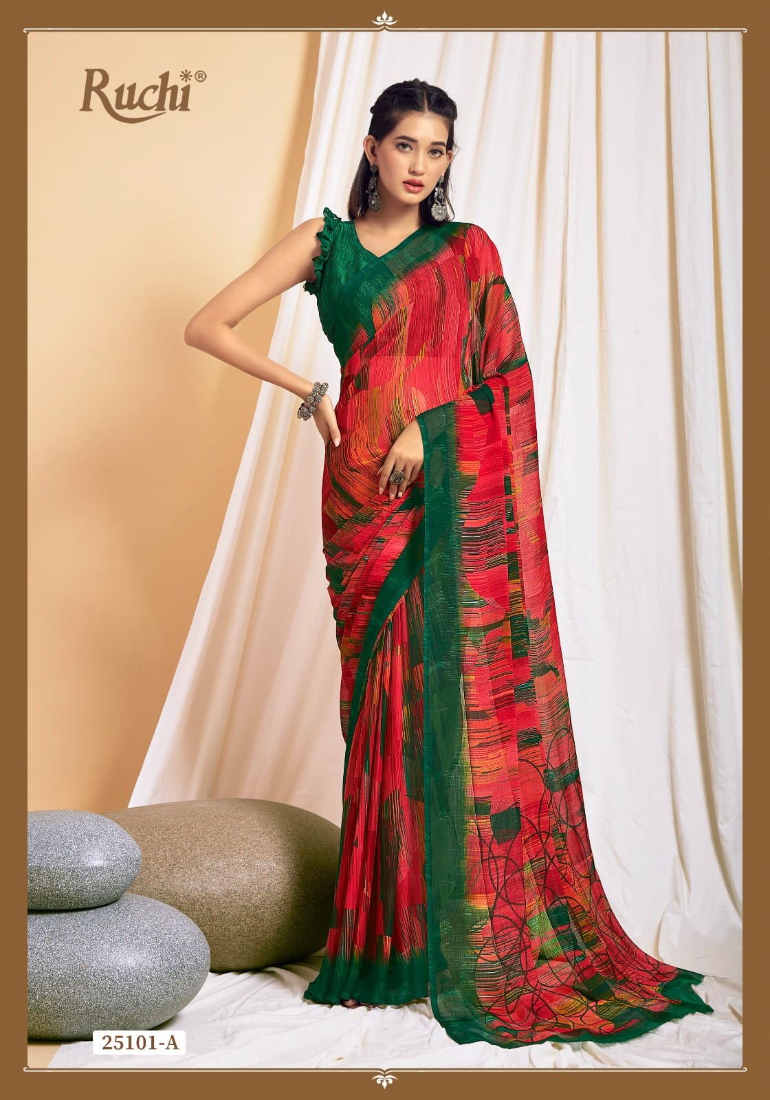 Ruchi Star Chiffon 125 soft Chiffon Saree Collection
